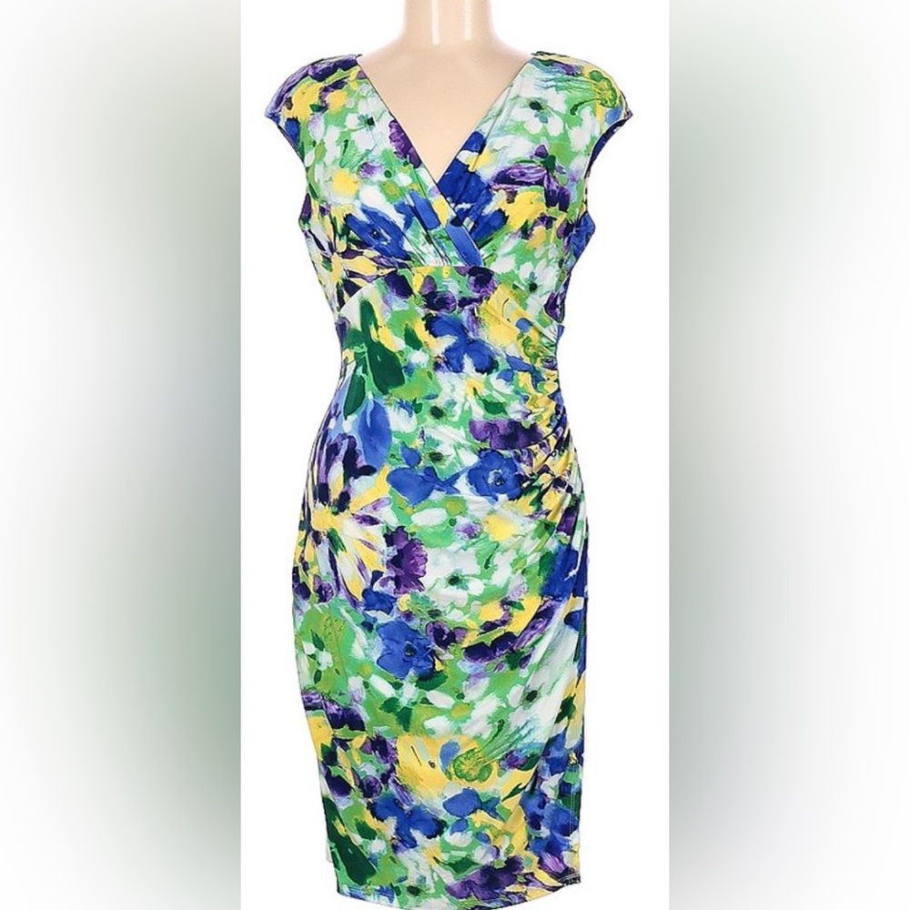 Lauren Ralph Lauren‎ faux wrap stretch dress sz 8